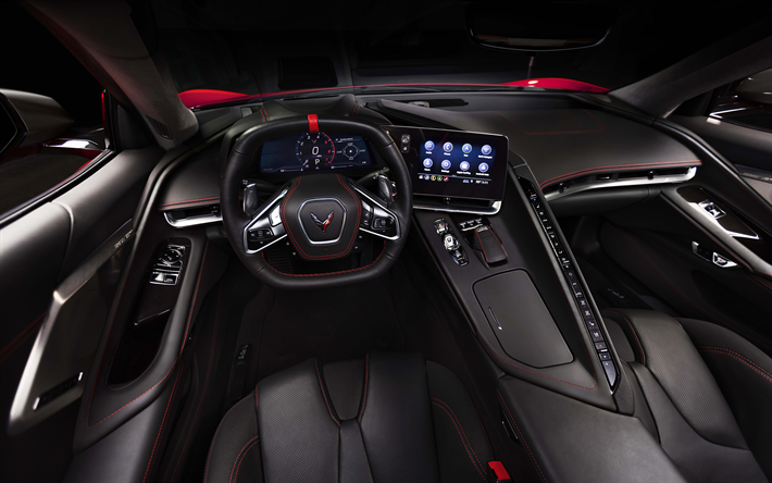 Chevrolet Corvette Stingray, 2020, interior, view inside, new supercar, american sports cars, Chevrolet