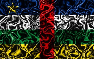 4k, le Drapeau de la R&#233;publique centrafricaine, le r&#233;sum&#233; de la fum&#233;e, de l&#39;Afrique, les symboles nationaux, de la R&#233;publique centrafricaine drapeau, art 3D, VOITURE 3D drapeau, cr&#233;ative, les pays Africains, de la R&#233;