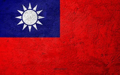 flagge von taiwan, beton, textur, stein, hintergrund, taiwan, flagge, asien, flaggen auf stein