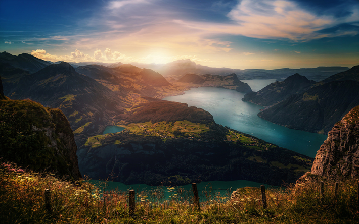 Switzerland, Alps, fjords, mountains, beautiful nature, Europe, swiss nature