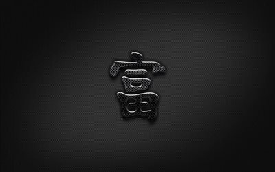 Rich Japanese character, metal hieroglyphs, Kanji, Japanese Symbol for Rich, black signs, Rich Kanji Symbol, Japanese hieroglyphs, metal background, Rich Japanese hieroglyph