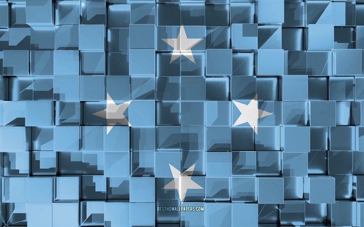 Flag of Micronesia, 3d flag, 3d cubes texture, Flags of Oceania countries, 3d art, Micronesia, Oceania, 3d texture, Micronesia flag