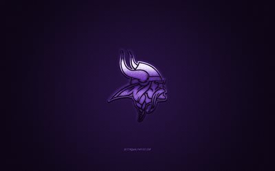 Minnesota Vikings, American football club, NFL, purple logo, purple carbon fiber background, American football, Minneapolis, Minnesota, USA, National Football League, Minnesota Vikings logo