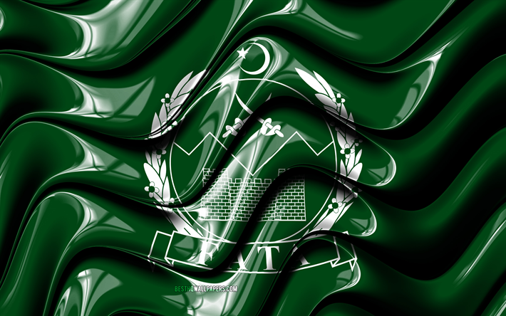 Federally Administered Tribal Areas Flag, 4k, Provinces of Pakistan, administrative districts, Flag of Federally Administered Tribal Areas, 3D art, Pakistani provinces, Pakistan, Asia