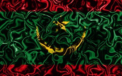 4k, Bandiera della Mauritania, astratto fumo, Africa, simboli nazionali, Mauritania bandiera, 3D, arte, Mauritania 3D, bandiera, creativo, i paesi Africani, Mauritania