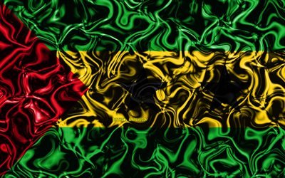 4k, Flag of Sao Tome and Principe, abstract smoke, Africa, national symbols, Sao Tome and Principe flag, 3D art, creative, African countries, Sao Tome and Principe