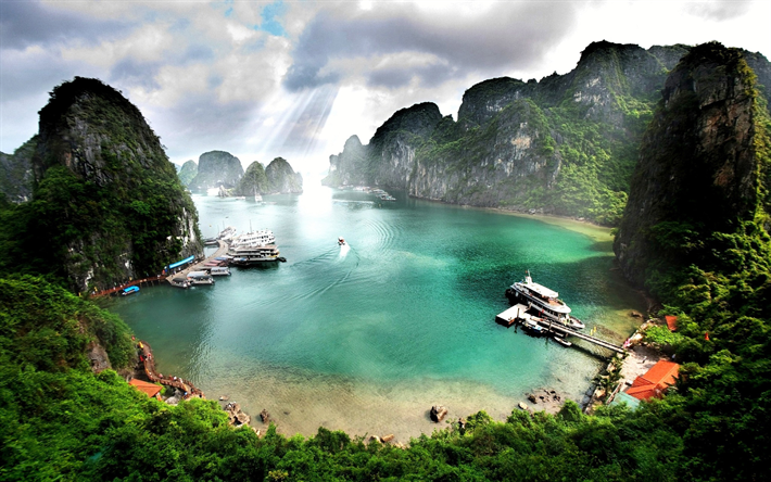 Ha Long Bay, viagens de ver&#227;o, bela natureza, para&#237;so, Vietn&#227;, &#193;sia, Marcos Hạ Longo