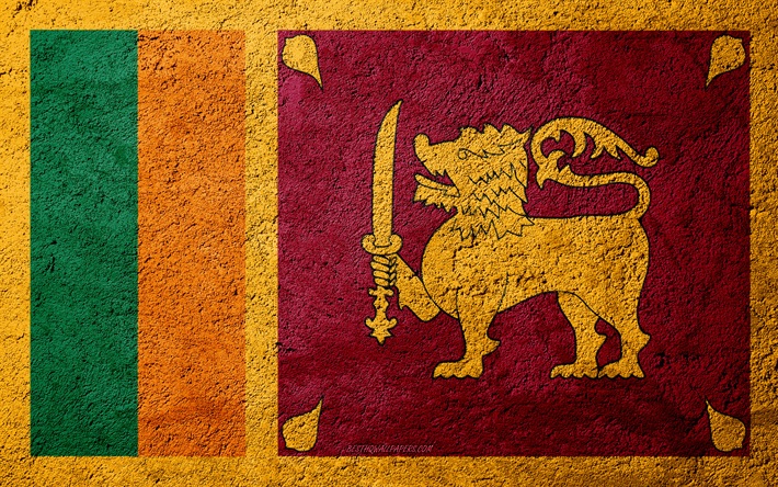 Bandiera dello Sri Lanka, cemento texture di pietra, sfondo, Sri Lanka, bandiera, Asia, flag su pietra