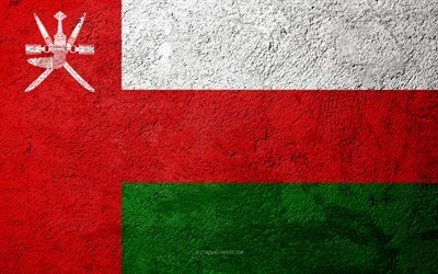 Bandiera dell&#39;Oman, cemento texture di pietra, sfondo, Oman, bandiera, Asia, il flag su pietra