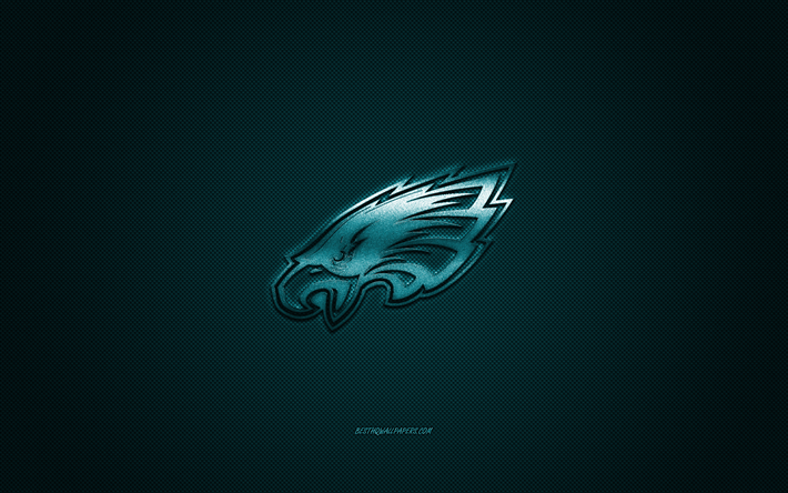 Philadelphia Eagles, Amerikan Futbol Kul&#252;b&#252;, NFL, mavi logo, mavi karbon fiber arka plan, Amerikan Futbolu, Philadelphia, Pennsylvania, ABD Ulusal Futbol Ligi, Philadelphia Eagles logo