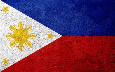 Flag of Philippines, concrete texture, stone background, Philippines flag, Asia, Philippines, flags on stone