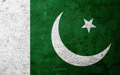 Taş &#252;zerinde Pakistan bayrağı, beton doku, taş, arka plan, Pakistan bayrağı, Asya, Pakistan, bayraklar