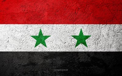 Flag of Syria, concrete texture, stone background, Syria flag, Asia, Syria, flags on stone