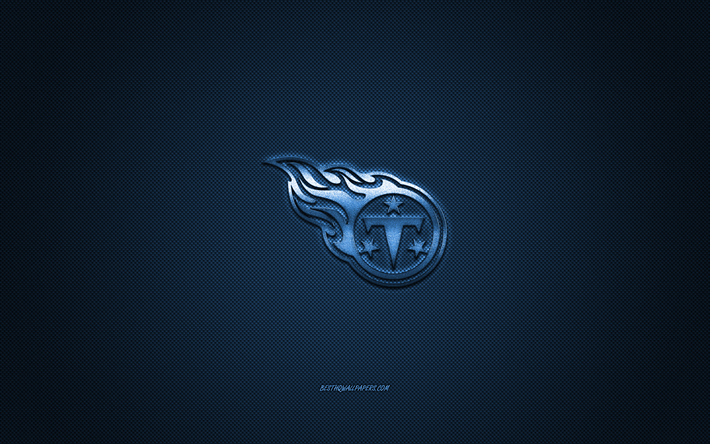 Tennessee Titans, squadra di football Americano, NFL, con logo blu, blu in fibra di carbonio sfondo, football americano, Nashville, Tennessee, USA, la National Football League, Tennessee Titans logo