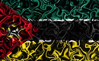 4k, 旗のモザンビーク, 抽象煙, アフリカ, 国立記号, モザンビークのフラグ, 3Dアート, モザンビーク3Dフラグ, 創造, アフリカ諸国, モザンビーク