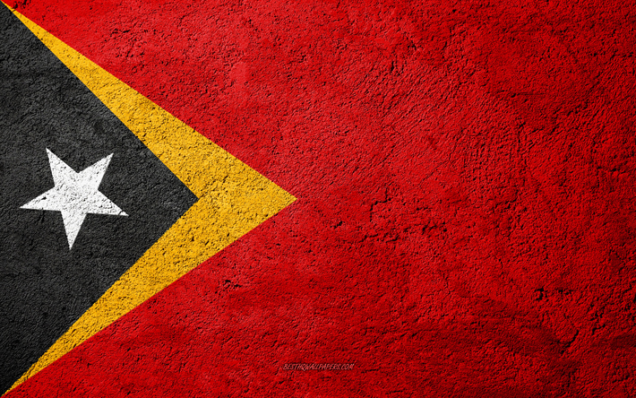 Bandera de Timor-Leste, el hormig&#243;n de textura, de piedra de fondo, Timor-Leste bandera, Asia, Timor-Leste, las banderas de la piedra en