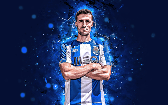 4k, Ivan Marcano, 2019, FC Porto, Premier League, f&#246;rsvarare, spanska fotbollsspelare, Ivan Marcano Sierra, neon lights, fotboll