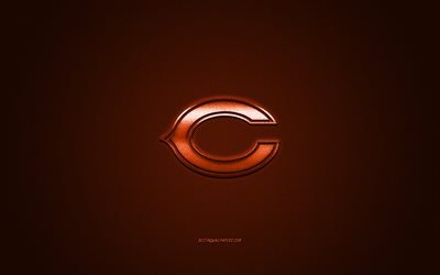 Chicago Bears, American football club, NFL, Orange logo, Orange carbon fiber background, American Football, Chicago, Illinois, USA, National Football League, Chicago Bears logo
