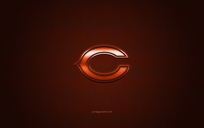 chicago bears american football-club, nfl, orange-logo, orange carbon-faser-hintergrund, amerikanischer football, chicago, illinois, usa, der national football league, chicago bears logo
