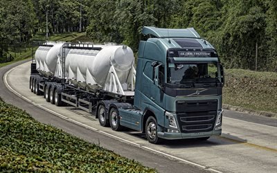 Volvo FH, new truck, gas transportation concepts, gas tank transportation, cargo delivery, new green FH, swedish trucks, Volvo