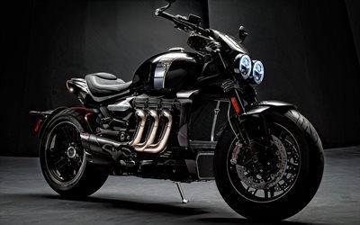 Triumph Rocket 3 TFC, 2020, exterior, cool black motorcycle, new black Rocket 3 TFC, British motorcycles, Triumph