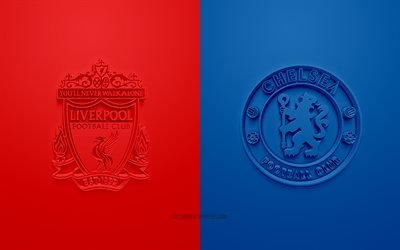 2019 UEFA Super Cup, Liverpool vs Chelsea, 3D arte, promo, partita di calcio, loghi 3D, Vodafone Park, Istanbul, Turchia, il calcio, la UEFA