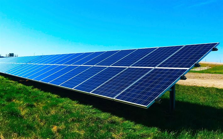 solar panels, solar energy, alternative energy sources, Solar panels on the ground, solar power plant