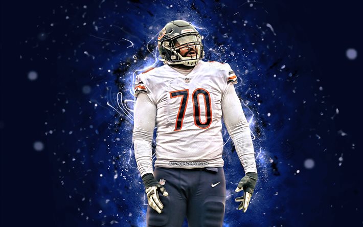 Bobby Massie, 4k, NFL, Chicago Bears, american football, offensive tackle, National Football League, neon lights, Bobby Massie Chicago Bears, Bobby Massie 4K