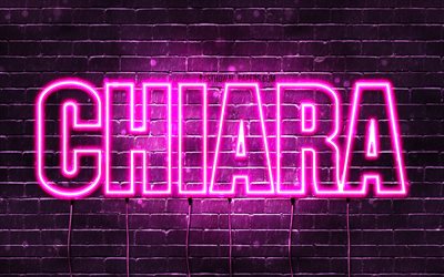 Chiara, 4k, isimleri, Bayan isimleri, Chiara adı, mor neon ışıkları Chiara adı, Doğum g&#252;n&#252;n kutlu olsun Chiara, pop&#252;ler Alman kadın isimleri, resimli duvar kağıtları