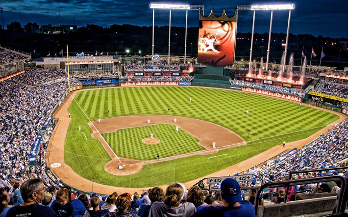 Kauffman Stadium, The K, baseball park, Kansas City Royals, MLB, Kansas City, Missouri, USA, Kansas City Royals Stadium, baseball field