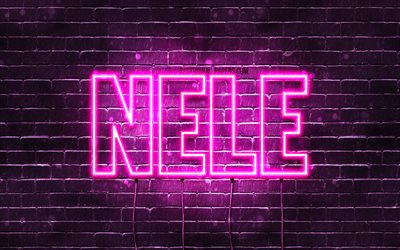 Nele, 4k, wallpapers with names, female names, Nele name, purple neon lights, Happy Birthday Nele, popular german female names, picture with Nele name