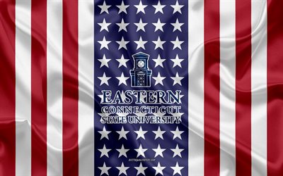 شرق ولاية كونيكتيكت جامعة شعار, العلم الأمريكي, Willimantic, كونيتيكت, الولايات المتحدة الأمريكية, شعار الشرقي من جامعة ولاية كونيتيكت