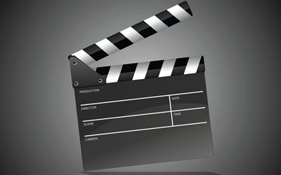 Clapperboard, cinema concepts, cinema sign, clapperboard concept, Clapperboard on gray background