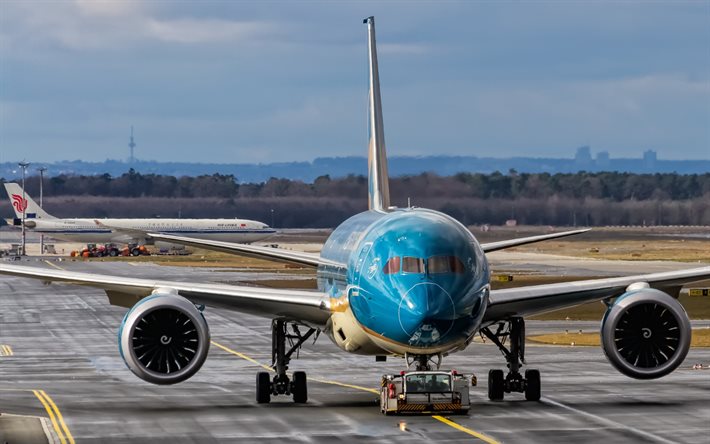 Boeing 787 Dreamliner, matkustaja matkustajakone, lentokentt&#228;, kiitotien, matkustajakoneiden, Boeing, air travel, Vietnam Airlines