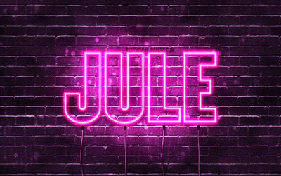 Jule, 4k, wallpapers with names, female names, Jule name, purple neon lights, Happy Birthday Jule, popular german female names, picture with Jule name