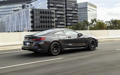 BMW M8 Competition Coupe, 2020, F92, exterior, side view, black coupe, tuning M8, new black M8, german cars, M8 Competition, BMW