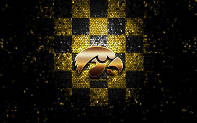 Download wallpapers Iowa Hawkeyes, glitter logo, NCAA, yellow black