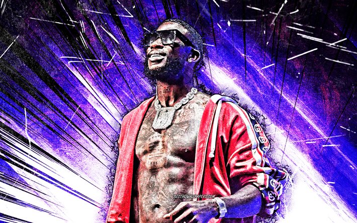 4k, Gucci Mane, grunge de l&#39;art, le rappeur am&#233;ricain, abstrait bleu des raies, des stars de la musique, cr&#233;atif, Radric Delantic Davis, american c&#233;l&#233;brit&#233;, Gucci Mane 4K
