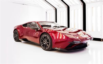 Ares Design Pantera ProgettoUno, 2021, 4k, vista frontale, esterno, rosso sport coup&#233;, la nuova red Panther ProgettoUno, supercar, Ares Design