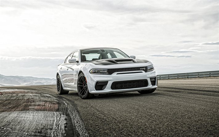 Download Wallpapers 2021 Dodge Charger Srt Hellcat Redeye 4k Front View Exterior New White Charger Srt Black Wheels Tuning Charger American Cars Dodge For Desktop Free Pictures For Desktop Free