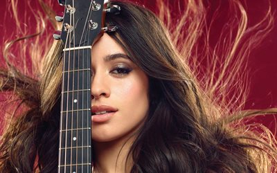 Camilaヘア, 肖像, 顔, 女性ギター, 驚, アメリカの歌手, Karla Camila Cabello Estrabao