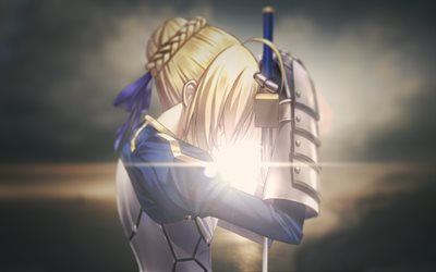 Download wallpapers Saber, Fate Stay Night, sword, darkness, TYPE-MOON ...