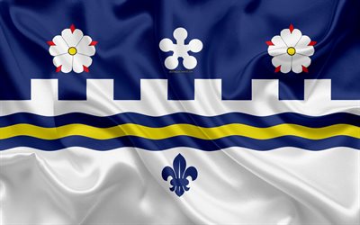 Flag of Coquitlam, 4k, silk texture, Canadian city, blue white silk flag, Coquitlam flag, British Columbia, Canada, art, North America, Coquitlam