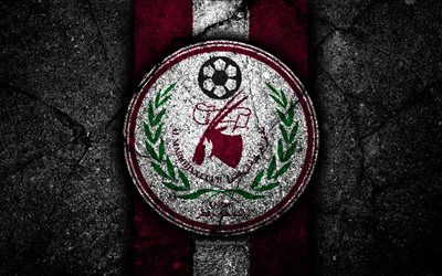 4k, Al Markhiya FC, emblem, Qatar Stars League, fotboll, svart sten, football club, Qatar, Al Markhiya, Doha, asfalt konsistens, FC Al Markhiya