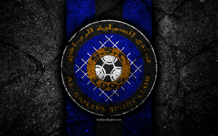 4k, al sailiya-fc, emblem, qatar stars league, fussball, black stone, fu&#223;ball-club, katar, al sailiya in doha, asphalt textur, fc-al sailiya