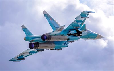 Sukhoi Su-34, l&#39;Arri&#232;re, les chasseurs-bombardiers, avions de combat, Super Flanker, la Force A&#233;rienne russe, Su-34, les avions d&#39;attaque