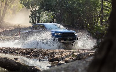 Ford Ranger Raptor, 4k, river, 2019 Autot, offroad, uusi Ford Ranger, tuning, Ford