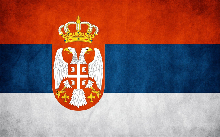 Flag of Serbia, texture, walls, Republic of Serbia, national symbols, Serbian flag