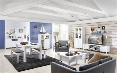 interior elegante, sala de estar, luz interior, Estilo escandinavo, um design interior moderno