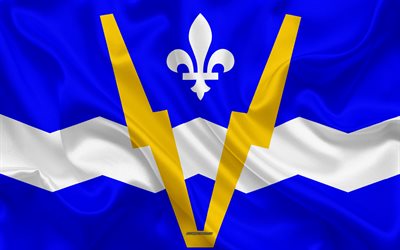Bandiera di Shawinigan, 4k, seta, texture, la citt&#224; Canadese di seta blu bandiera, Shawinigan bandiera, Quebec, Canada, arte, Nord America, Shawinigan